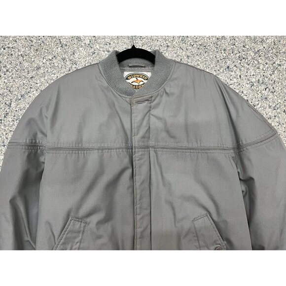 Midwest Traders Mens XL Gray Bomber Jacket Polyester/Nylon Ribbed Knit Cuffs - Picture 11 of 14
